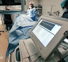 EP lab pacemaker programmer during an implant procedure. Photo by Jose Arellano