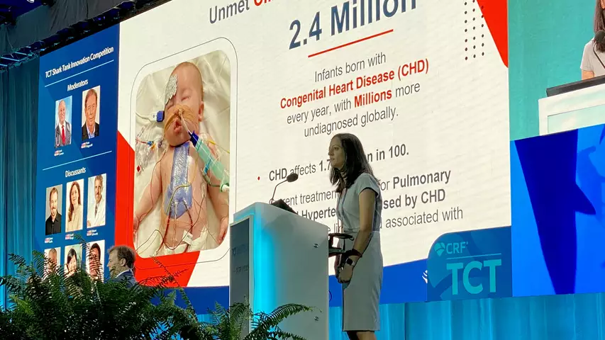 Elena Amin UCSF Health HeartPoint Global Intellistent for congenital PAH TCT Shark Tank Competition. Photo by Dave Fornell