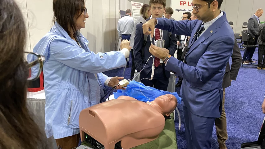 Hands-on simulator for how to place a temporary implantable pacemaker lead for use during EP procedures at ACC.24.