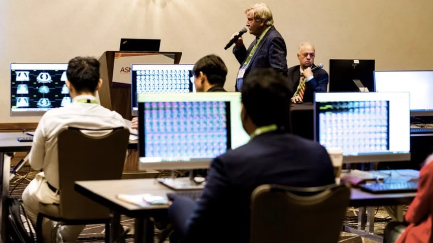 Tim Bateman leads a hands-on training session nuclear imaging at ASNC 2024.Photo courtesy of ASNC