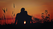 love romance couple sunset