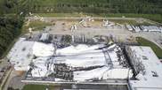 Pfizer facility on Wednesday, July 19, 2023, in Rocky Mount, North Carolina, after damage from severe weather. TRAVIS LONG/THE NEWS & OBSERVER VIA AP