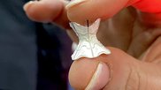 The V-Wave intra-atrial shunt to treat heart failure on display on the expo floor at ACC.24. The device was used in one of the late breaking trials at ACC. DF 3