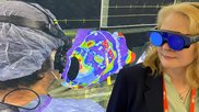 A demonstration of SenitAR's augmented reality (AR) technology for electrophysiology lab procedures during the Heart Rhythm Society 2024 meeting. This is one of at least six FDA-cleared clinical AR and virtual reality applications that aimed at enhancing cardiology workflow and patient outcomes. Photo by Dave Fornell
