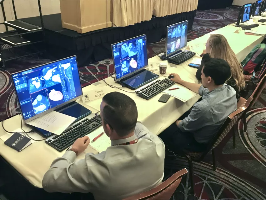A SCCT pre-conference, all-day training course for the Coronary CTA Academy: Cases from Basic to Intermediate at the 2022 SCCT meeting. CTA experts explained step by step how to review cardiac CT scans and how to do basic post-processing of the datasets. 3 #SCCT #SCCT2022 #yesCCT #CCTA #CTA