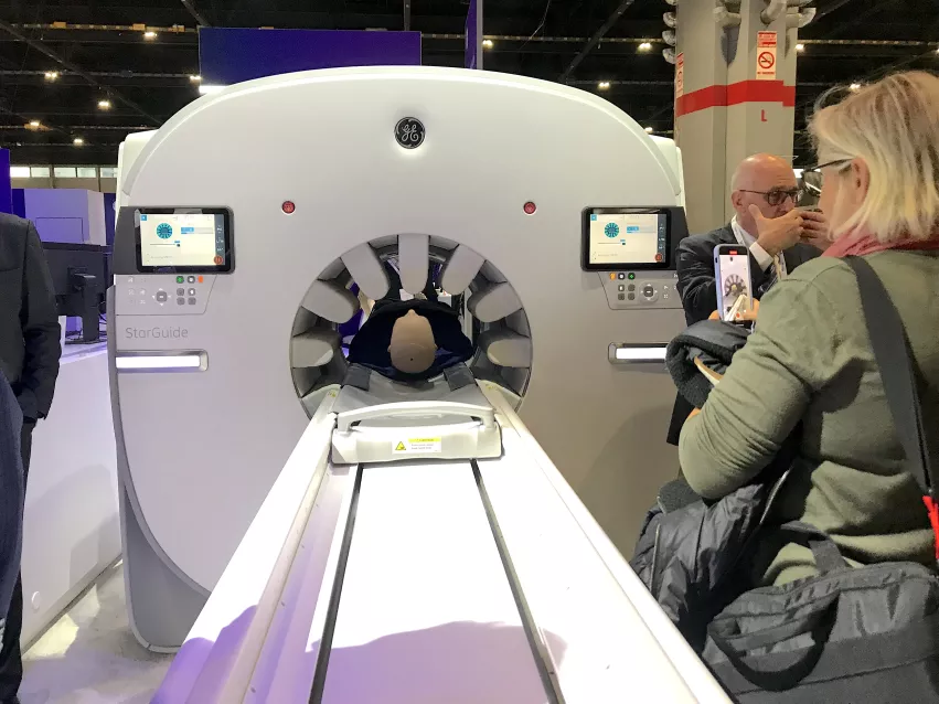 The GE Starguide SPECT-CT system on display at RSNA 2022.