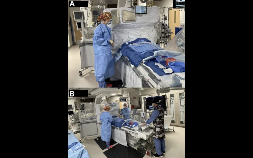 The Protego Radiation Protection System by Image Diagnostics in a cath lab.