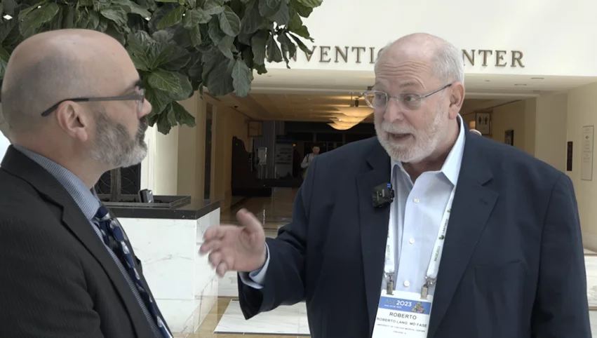 Roberto Lang, MD, University of Chicago, discussing the expanding use of artificial intelligence with Cardiovascular Business Digital Editor Dave Fornell during the ASE 2023 meeting.