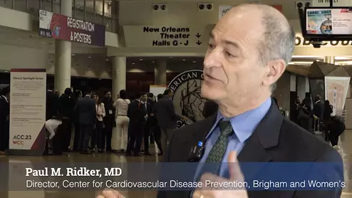 Paul M. Ridker, MD, MPH, director of the Center for Cardiovascular Disease Prevention, and the Eugene Braunwald Professor of Medicine, cardiovascular medicine, Brigham and Women's Hospital, who presented the results of late-breaking study on residual inflammatory risk in contemporary statin treated patients. The study used an analyses of 31,197 patients in the PROMINENT, REDUCE-IT and STRENGTH trials. 