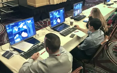 A SCCT pre-conference, all-day training course for the Coronary CTA Academy: Cases from Basic to Intermediate at the 2022 SCCT meeting. CTA experts explained step by step how to review cardiac CT scans and how to do basic post-processing of the datasets. 3 #SCCT #SCCT2022 #yesCCT #CCTA #CTA