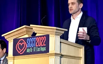 Brent Savoie, MD, JD, vice chair for radiology informatics, section chief of cardiovascular imaging, Vanderbilt University, presents "Who will get sued when there is a misdiagnosis due to artificial intelligence?" session at SCCT.  “The answer is everyone will get sued,” he explained. He outlined that the physician could share responsibility when AI fails, since they are ultimately responsible for diagnosis and reporting. #SCCT #SCCT2022 #AI