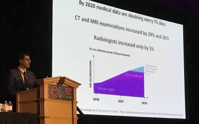 Carlo De Cecco, MD, PhD, FSCCT, associate professor of radiology and biomedical informatics at Emory University, explains considerations with artificial intelligence and why it is needed to help overcome growing radiologist and cardiologist shortages and where AI will fit in. #SCCT #SCCT2022 #AI #Artificialintelligence #CCTA #yescct