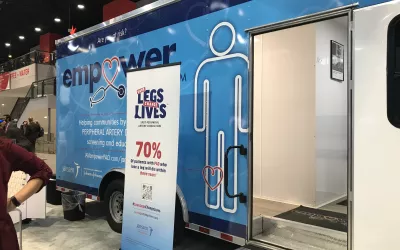 A traveling, mobile health clinic that provides free screenings for peripheral artery disease (PAD) in at-risk communities, which was on display at the American Heart Association (AHA) 2022 Scientific Sessions. The EMPOWER-PAD mobile unit leverages ankle brachial Index (ABI) technology to help screen for PAD. It is a quick, noninvasive test that measures blood pressure in the ankle and compares it with blood pressure in the upper arm. This is a partnership project of Janssen (Johnson & Johnson) Cardiovascul