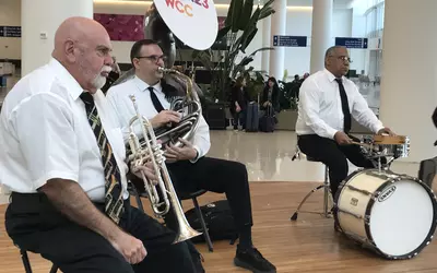 This jazz band welcomed attendees to New Orleans at the airport baggage claim area the day before the conference opened. #ACC #ACC23