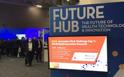 The ACC Future Hub included small kiosk booths for innovative startup companies and a theater with presentations on new cardiovascular technologies. #ACC #ACC23