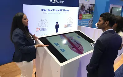 The vendor AtriCure explains the hybrid approach to atrial fibrillation treatment using both a left atrial appendage (LAA) occluder and ablation to improve outcomes. The vendor sells a surgically implanted clip LAA occluder. #ACC #ACC23 #LAA