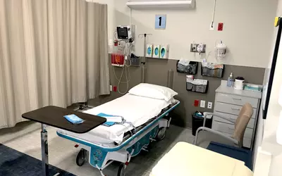 Patient recovery bay. hospital_bed_recovery_area_banner_cardiac_asc