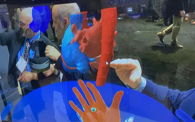 Virtual reality VR augmented reality AR in Microsoft booth HIMSS23.