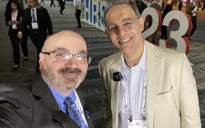 Jag Singh, MD, from MGH and Cardiovascular Business Editor Dave Fornell at HRS 2023.