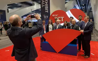 The most popular photo spot at the TCT 2023 conference. Photo by Dave Fornell