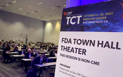 The FDA town hall theater where regulatory issues were discussed at TCT 2023. Photo by Dave Fornell