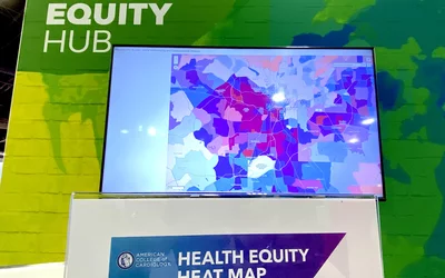 ACC health equity maps based on Medicare data for all locations in U.S. demonstrated at the ACC.24 Health Equity Hub area on the expo floor. DF 1.