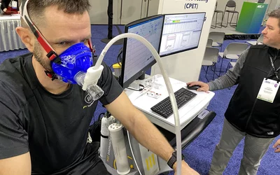 Cardio pulmonary exercise testing for hypertrophic cardiomyopathy (HCM). This was parts of an HCM hand-on training simulation area at ACC24.