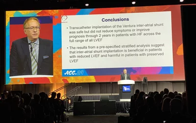 Gregg Stone, MD, Mt. Sinai, presents the late-breaking RELIEVE-HF trial at ACC.24, which looked at use of a transcatheter shunt in heart failure patients. The trial was found to be harmful to HFpEF patients, but did help HFrEF patients. 