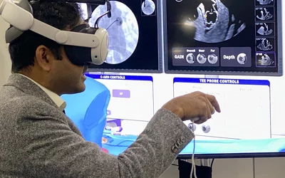 Virtual reality cath lab LAAO procedure training using the Osso technology at ACC24.