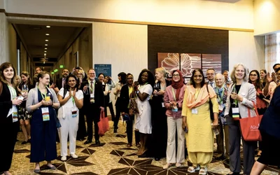 Crowd at women in nuclear cardiology reception at ASNC 2024. Photo courtesy of ASNC