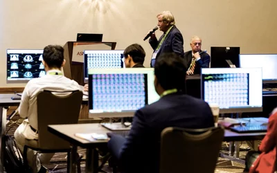 Tim Bateman leads a hands-on training session nuclear imaging at ASNC 2024.Photo courtesy of ASNC