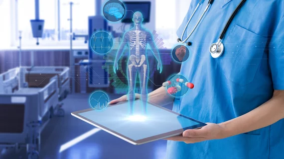 Tablet projecting metaphorical medical hologram