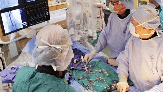 A transcatheter aortic valve replacement (TAVR) procedure being performed at Intermountain Healthcare. Image from Intermountain Healthcare. Sex differences in TAVR one-year mortality.