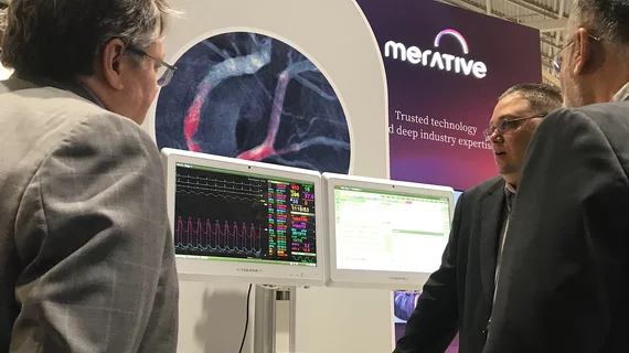 Merative Merge Hemo being demonstrated to attendees at the America College of Cardiology (ACC) 2023 meeting. The system was ranked the best hemodynamic system by end-users in the 2023 "Best in KLAS" ratings. Photo by Dave Fornell