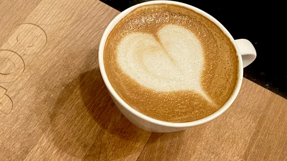 Heart in coffee at TCT 2023. Photo by Dave Fornell