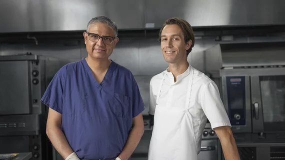Nirav Patel, MD, and award-winning chef Fredrik Berselius. Nirav Patel, MD, director of robotic cardiac surgery at Northwell Health, developed the cookbook with Fredrik Berselius, founder and owner of Aska in Brooklyn, New York. International healthcare technology company Getinge played a key role as well, providing the funding and resources that helped make this project a reality. The entire book is currently being hosted on Getinge’s website free of charge.