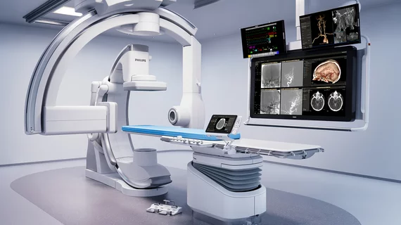 Image of the Royal Philips Azurion neuro biplane system 