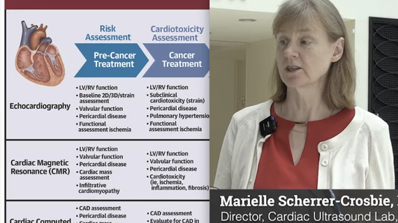 Video interview with Marielle Scherrer-Crosbie, MD, Hospital of the University of Pennsylvania, who explains details of creating a cardio-oncology program, whoi should be involved and the role of cardiac imaging.