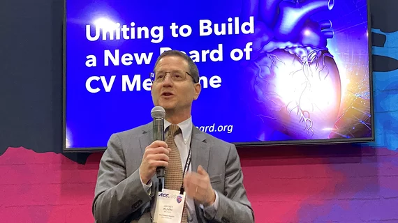 Jeff Kuvin, MD, has been instrumental in calling for the creation of a new, independent cardiology board, discussing the progress of the American Board of Cardiovascular Medicine at ACC.24. Photo by Dave Fornell