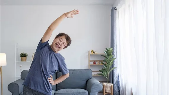 heart patient stretching at home