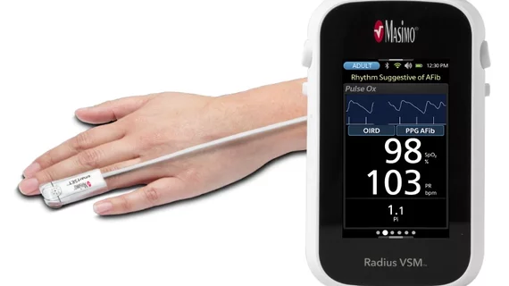 Masimo, a California-based medtech company, has secured U.S. Food and Drug Administration (FDA) clearance for its smartSET pulse oximetry platform to identify signs of atrial fibrillation (AFib) and deliver alerts to its Radius Vital Signs Monitor. The newly cleared feature continuously evaluates a patient’s pulse waveform data, flagging clinicians when additional follow-up care may be necessary.